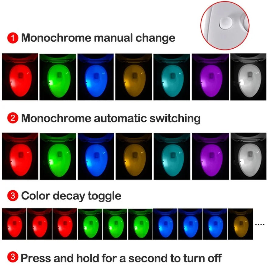 Toilet Night Light | PIR Motion Sensor | Waterproof | 7 Colors