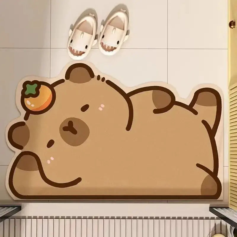 VIKAMA Cute Capybara Bath Mat Absorbs Water Dries Quickly Non-Slip Wear-Resistant Decorative Bathroom Entryway Rug from PriceLows™