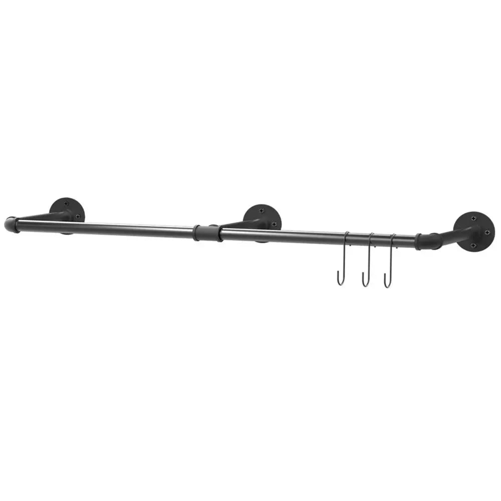 Wall Mounted Industrial Pipe Clothes Rack Bedroom Hanging Garment Rail Rack Space Saving Shelf from PriceLows™