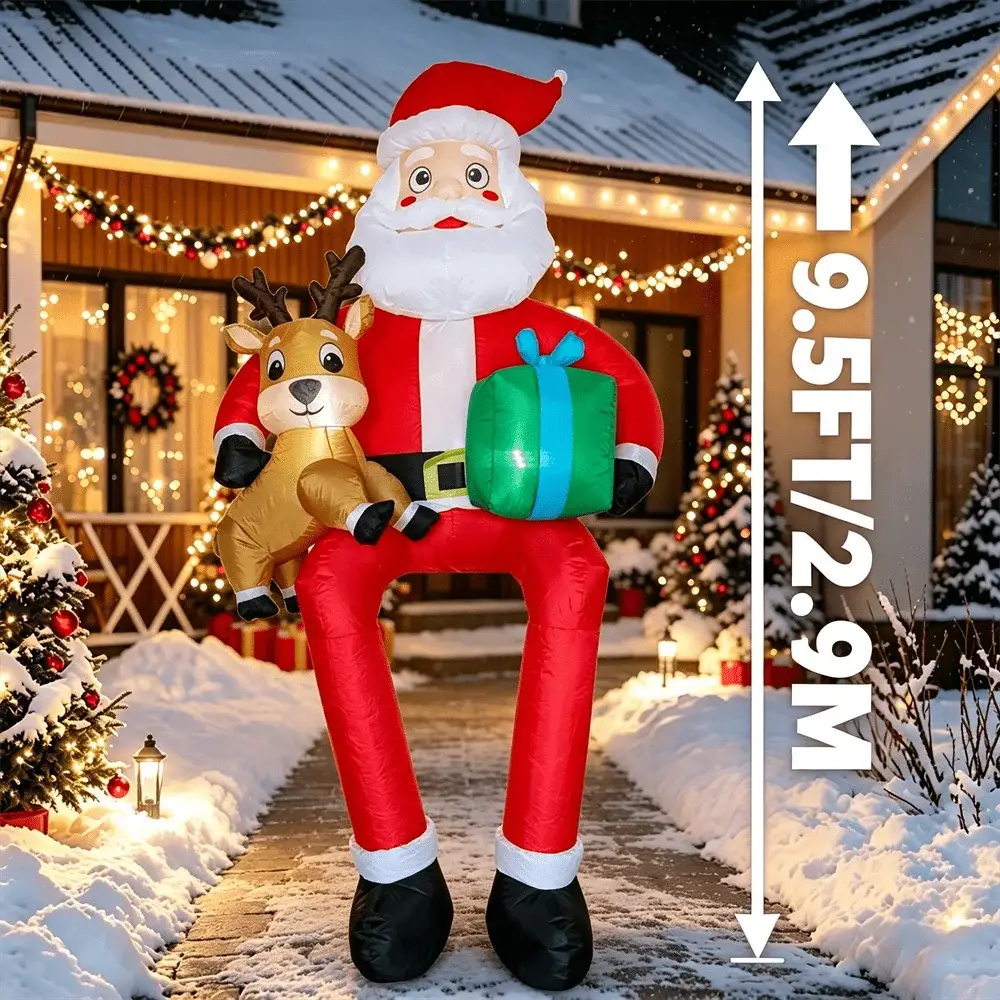 Christmas Inflatable | 9.5 Ft Led Light | Santa Chimney Design | Yard Decor