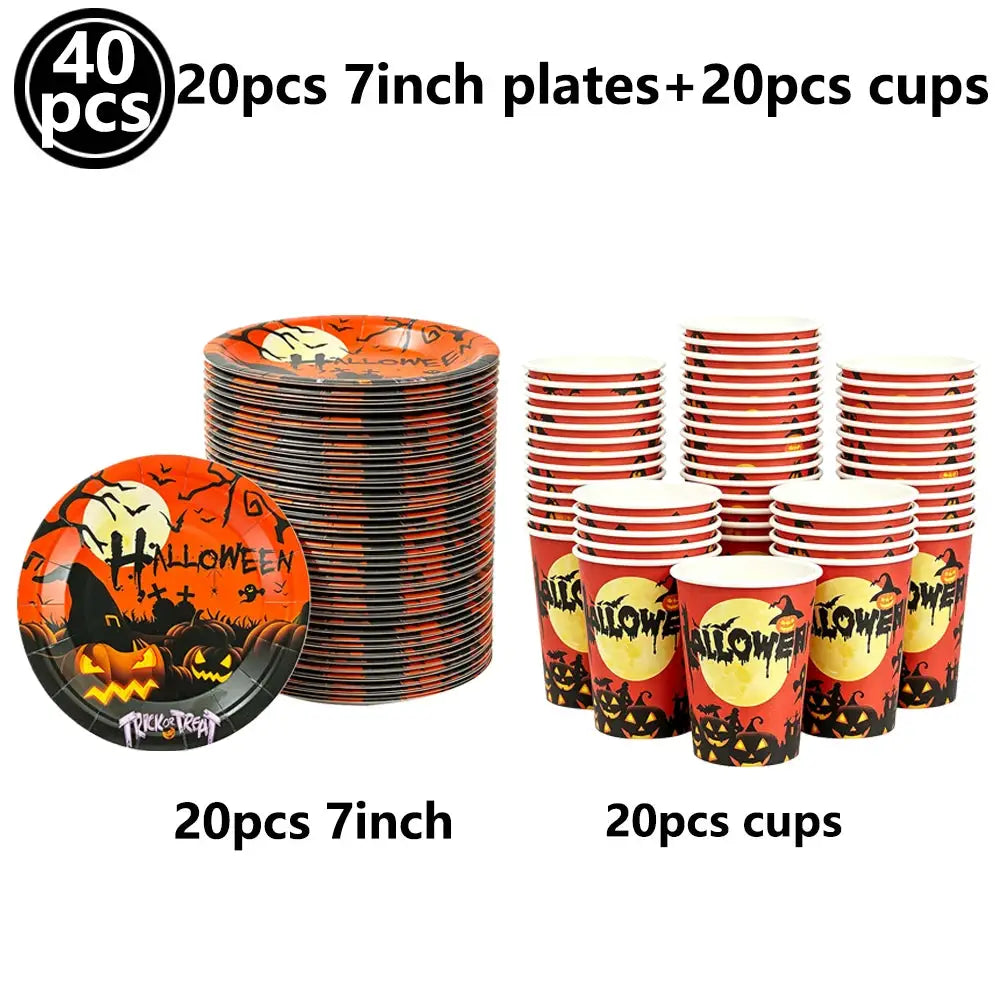 Halloween Party Supplies | Paper | Pumpkin Theme | Tableware Set
