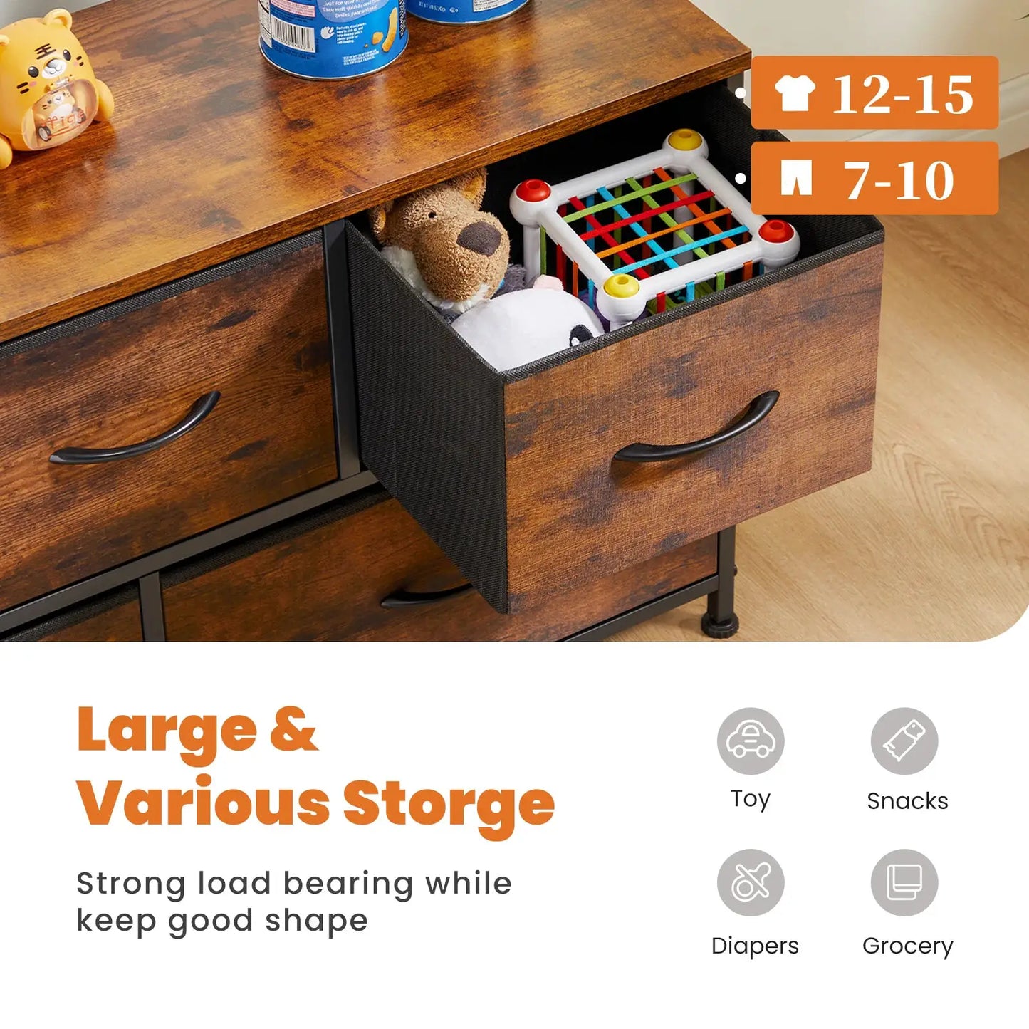 JHK Shoe Cabinet Dresser With 5 Fabric Drawers Toy Storage TV Stand Multilayer Shoe Rack Space Saving Cabinet Of Home Furniture from PriceLows™