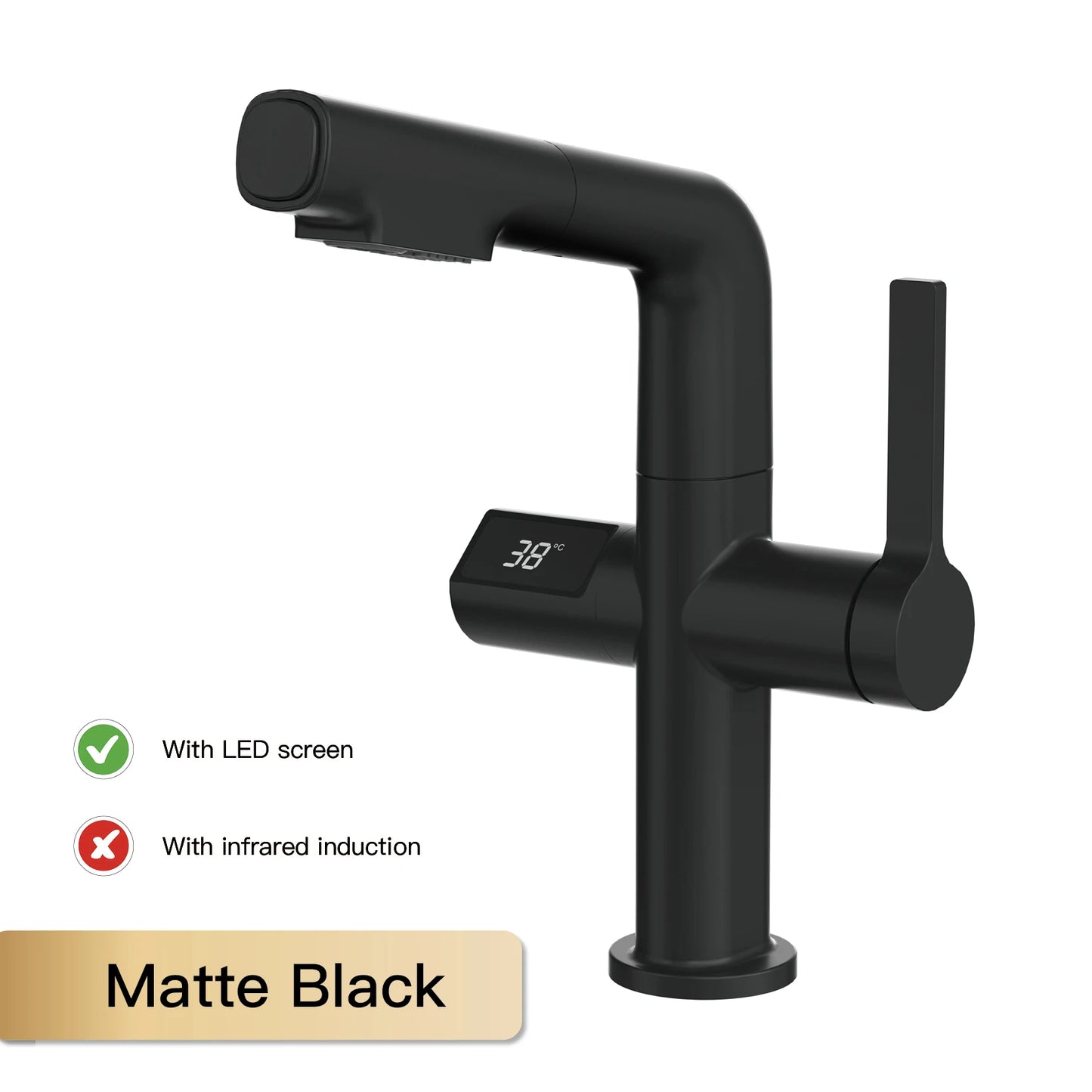Kitchen Faucet | Digital Display | Gun Gray Brass | Two Function