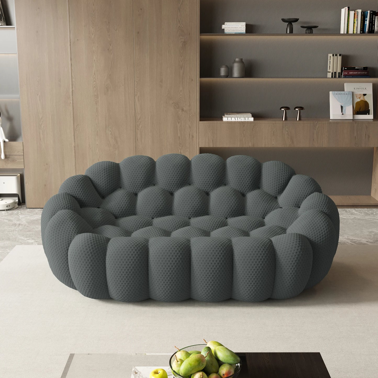 Sofa | 78 Inch Curved | 3D Knitted Fabric | Living Room Floor Sofa