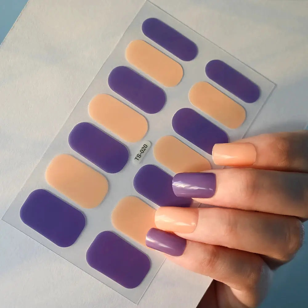 1Pcs Semi-Cured UV Gel Nail Sticker Pure Color Full Cover Waterproof Long-lasting Nail Strips 16Tips DIY Nail Polish Stickers *& from PriceLows™