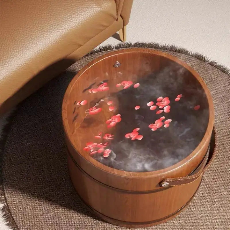 Wooden Massage Foot Bath Barrel With Handle For Soaking
