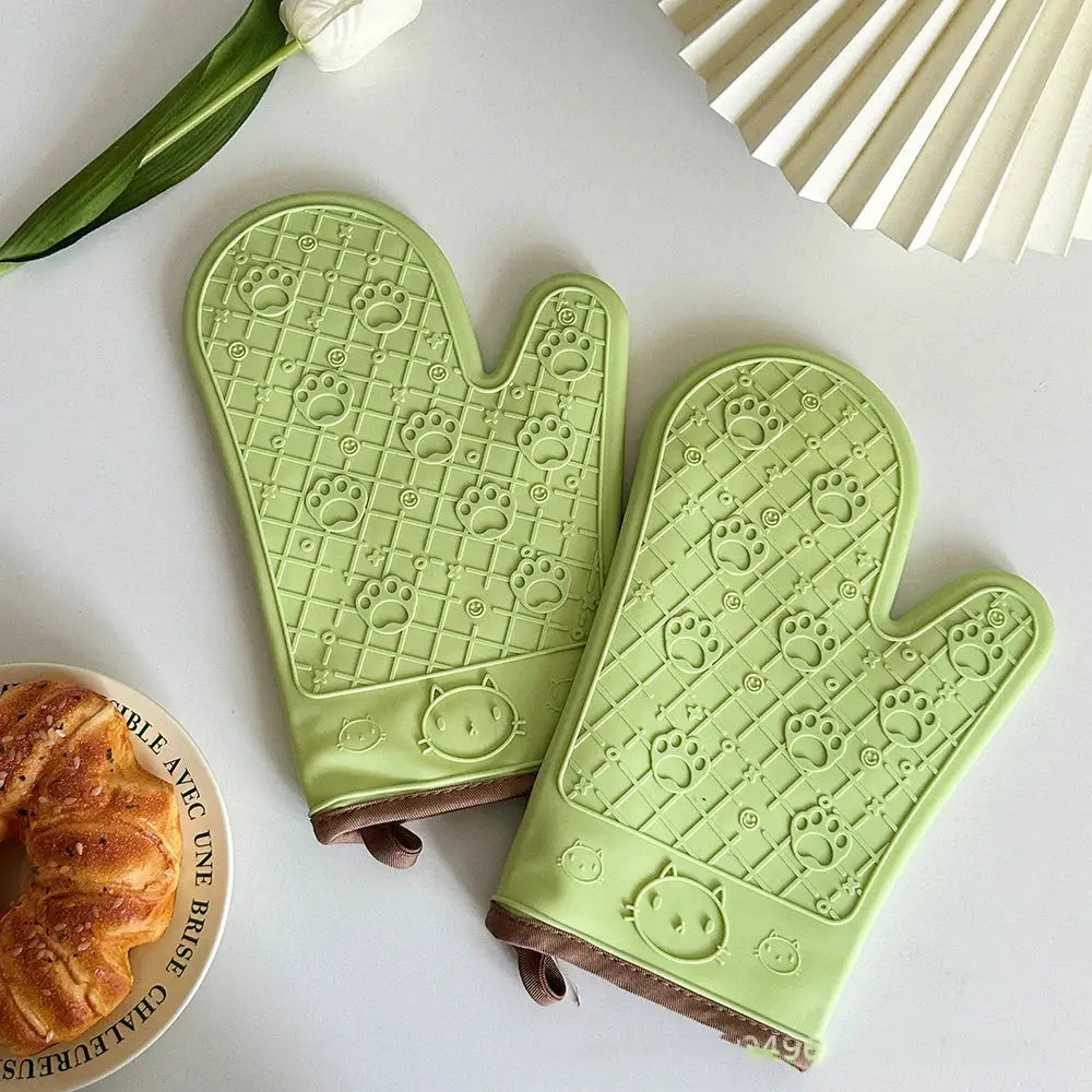 Silicone Oven Mitts | Non Slip Grip | Cotton Lining | 28x18 cm, 2 Pack
