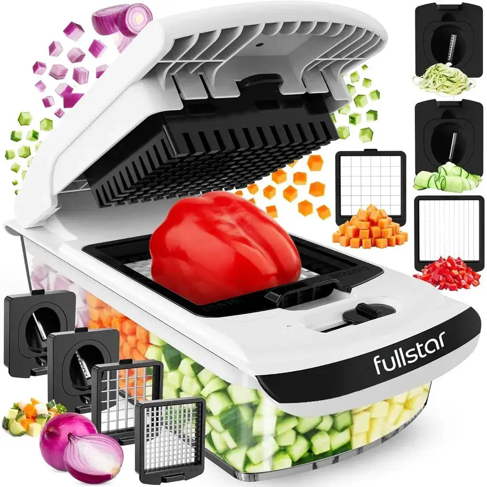 Vegetable Chopper | Interchangeable Blades | Spiralizer Included | White