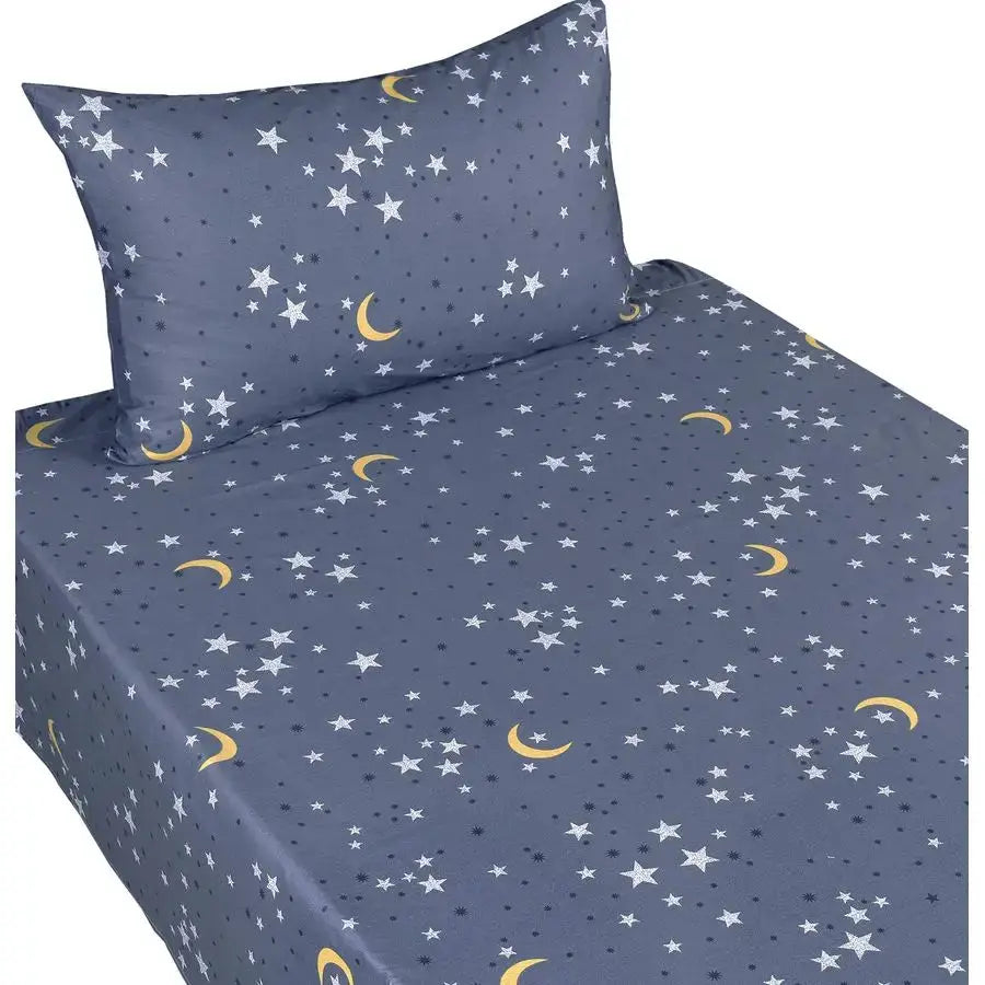 Moon amp Stars Boys Girls 100 Cotton 3 Pcs Twin Bed Sheet Set Kids Toddler Teen, Flat Sheet amp Fitted Sheet amp Pillowcase Kids from PriceLows™