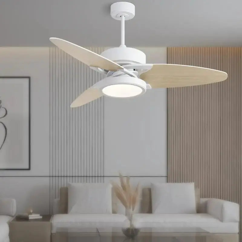 52" LED Indoor White Smart Ceiling Fan with Remote Control for Home Use from PriceLows™