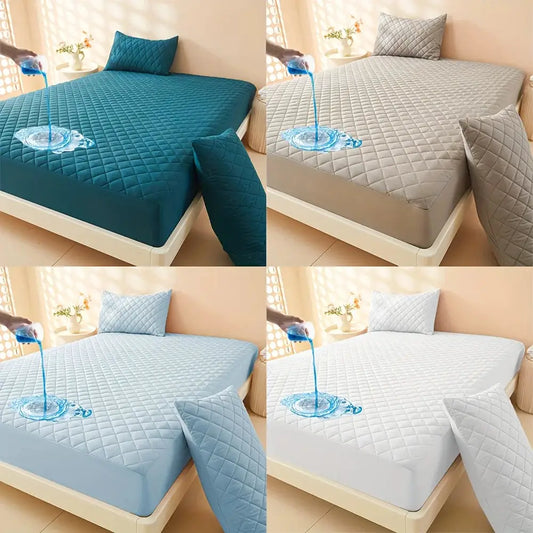 2/3pcs High Quality Waterproof Mattress Protector Set With Ultra-Soft Envelope Pillowcase Closures, Noiseless Fitted Sheet from PriceLows™