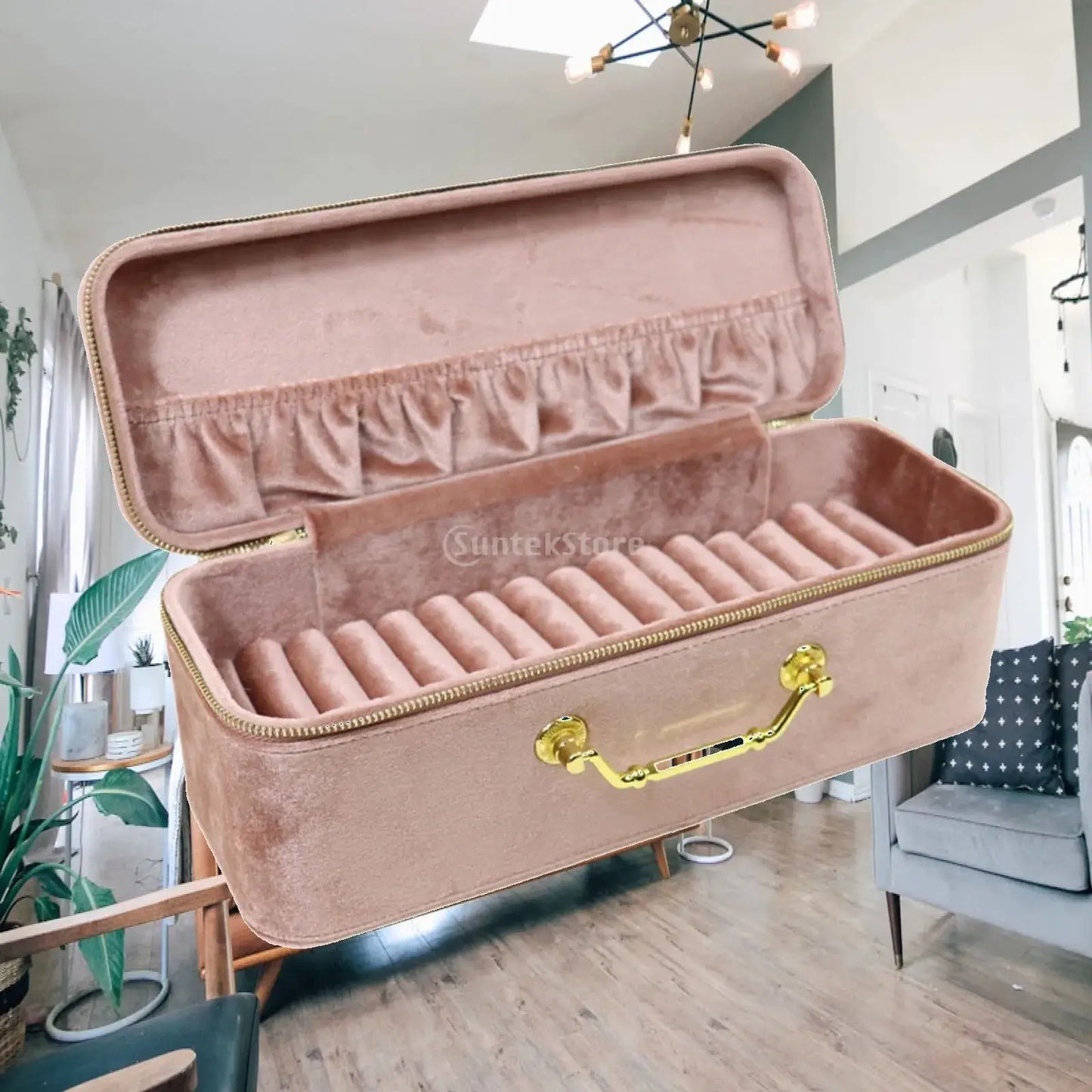Bracelet Case Jewelry Organiser 15 Slots Gift Velvet Portable Presentation Box for Retail Stores Anniversary Art Craft Fairs from PriceLows™