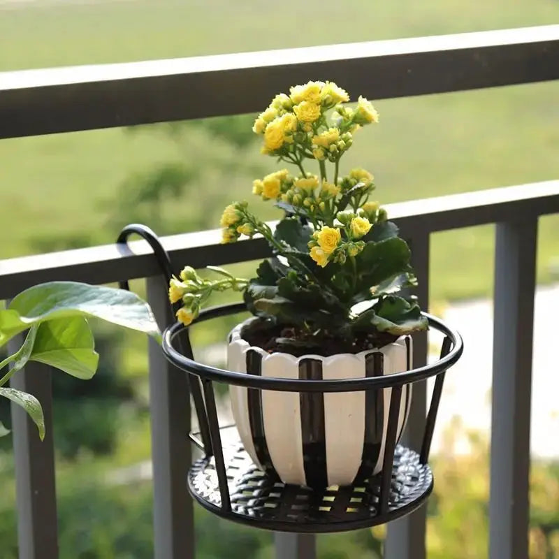1PC Iron Art Hanging Baskets Flower Pot Balcony Hanging Plant Round Racks Railing Fence Outdoor Window Bonsai Stand Decoration from PriceLows™