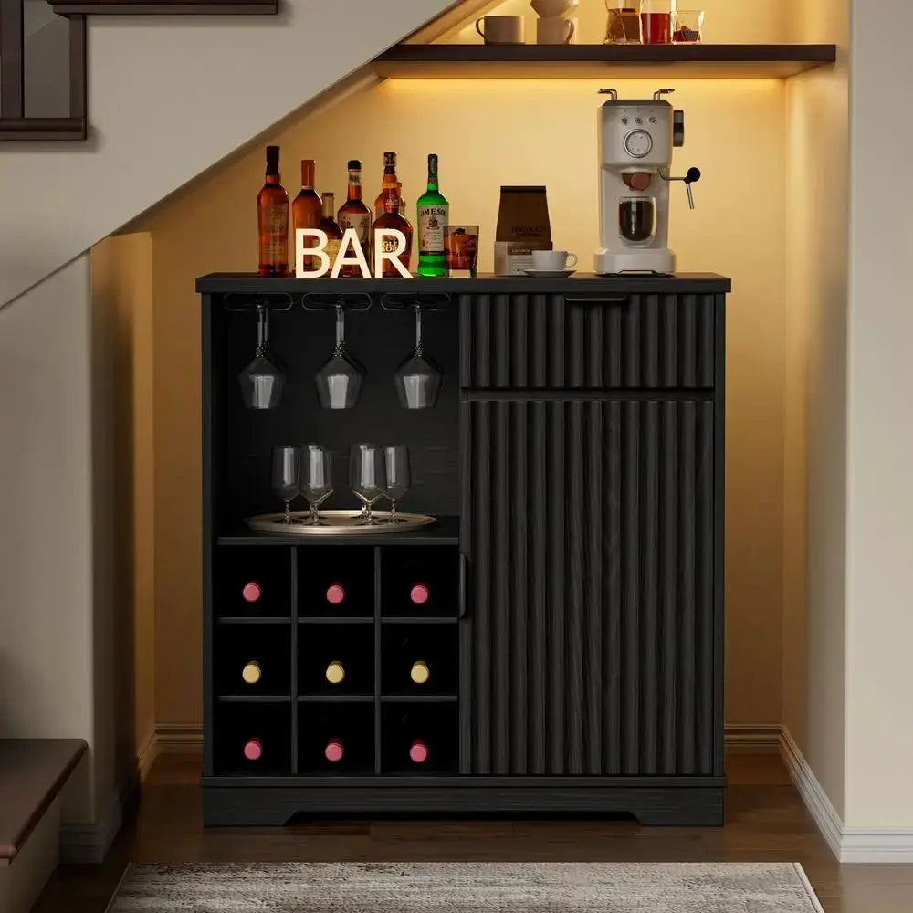 Coffee Bar Cabinet, Modern Liquor Cabinet with Glass Holder amp Wine Rack, Wine Bar Cabinets with Storage, Buffet Sideboard for from PriceLows™