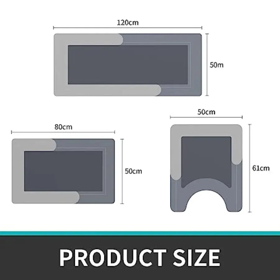 Bathroom Rugs Set 3 Pcs Bath Mat with Toilet Mats U-Shaped Non-Slip Water Absorbent Rubber Bathroom Mats for Tub Shower and Bat from PriceLows™