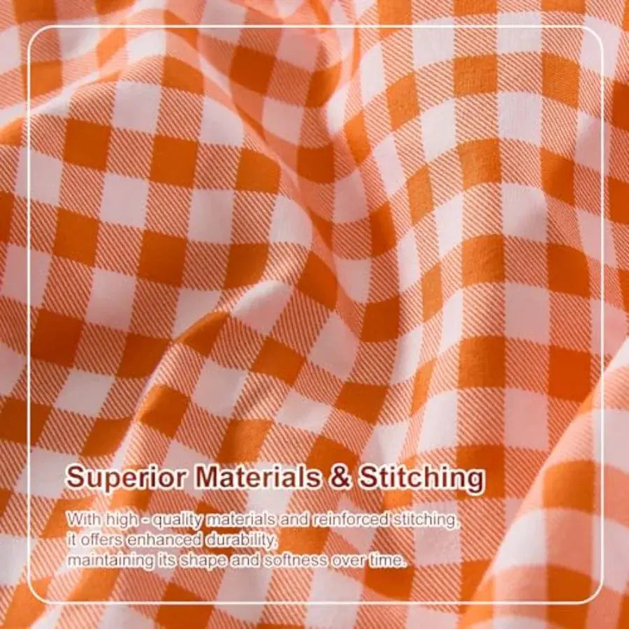 Gingham Sheet Set Lightweight Super Soft Brushed Microfiber Plaid Fall Bed Sheets with 16" Deep Pocket 4 Pcs Ruffle Farmhouse B from PriceLows™