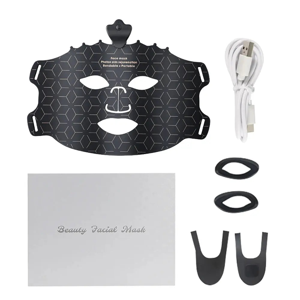 7 Color LED Face Mask or Neck with 80pcs Lights Flexible Soft Photon Red Light Facial Mask Repair Skin Rejuveration Fine Lines from PriceLows™
