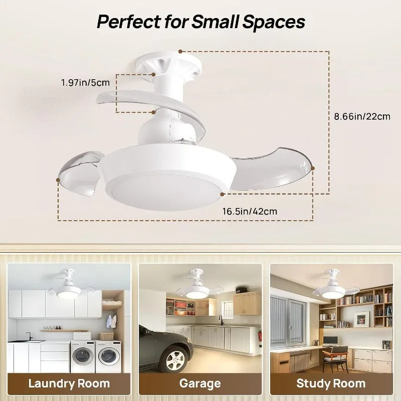 Ceiling Fan Light | Retractable Design | E27 Socket | Remote, Dimmable LED