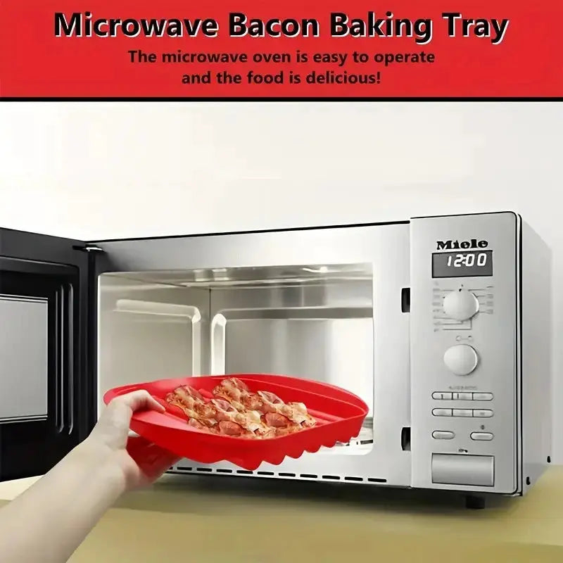 Microwave Bacon Tray | With Splatter Lid | Silicone Nonstick | One Size
