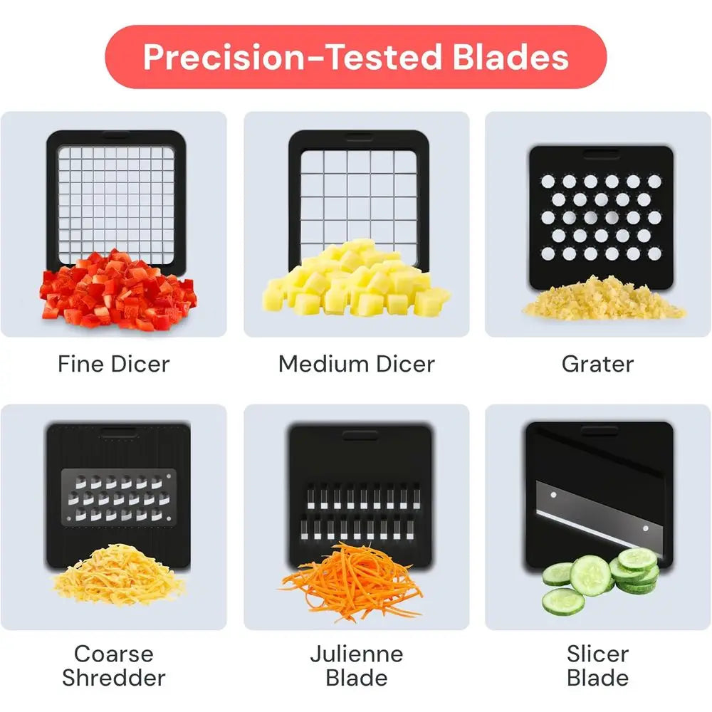 Mandoline Slicer | 6-in-1 Multi-Function | Chopping Container | White/Black