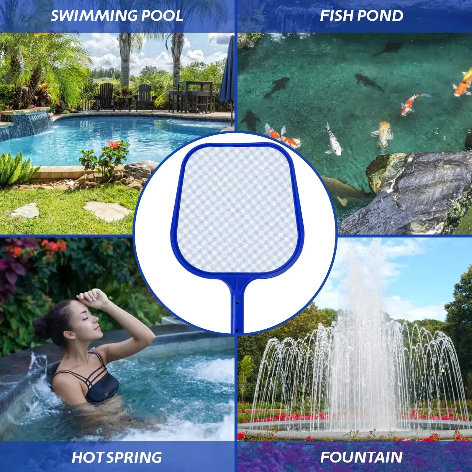 Swimming Pool Leaf Skimmer Net, Fine Mesh Heavy-Duty Cleaning Net for Pool, Pond, Hot Tub and Garden from PriceLows™
