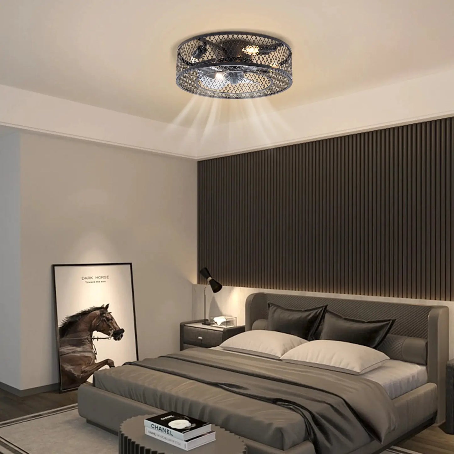 18 Inch Fan Pendant Light Black - Without Light Source E27 * 4 for Living Rooms, Restaurants, Bedrooms Foyers, Farmhouses, Bars from PriceLows™