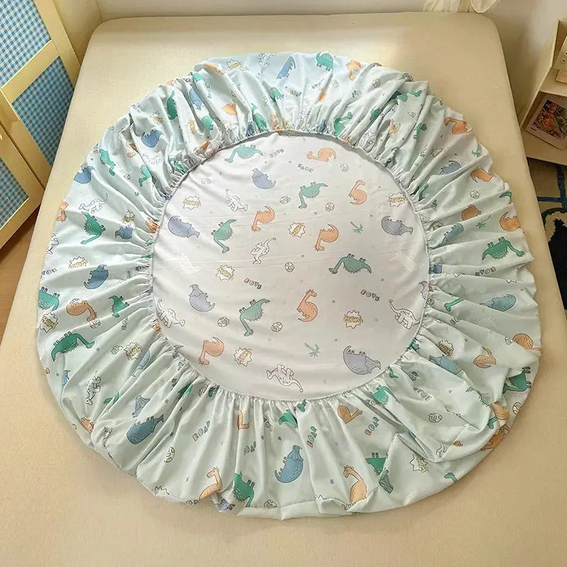 Cartoon Dinosaurs Fitted Sheet 1Pc Kawaii Mattress Cover Wild Animal Flower Leaf Bedding Set for Boys Girls Adult No Pillowcases from PriceLows™