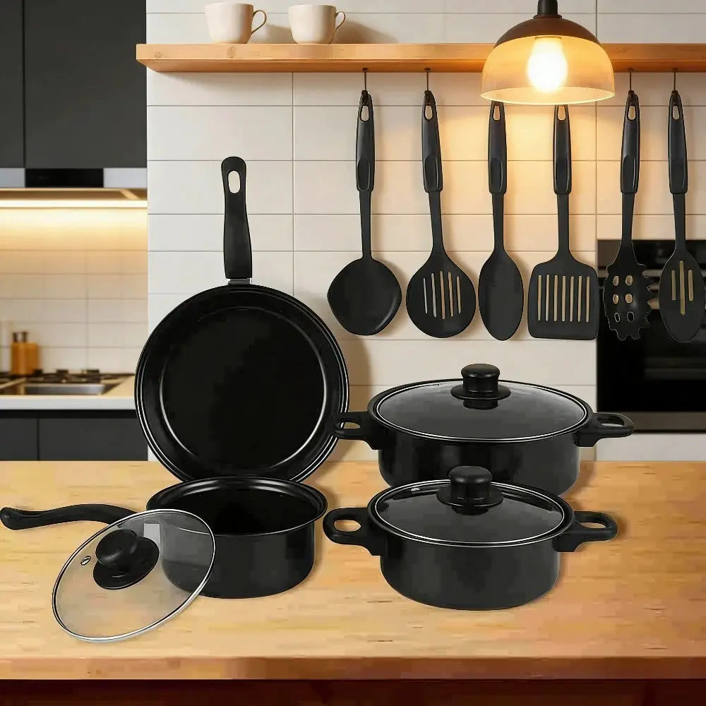 13PCS Non-Stick Cookware Set Maifanstone Coating Less Smoke Durable Induction Compatible Kitchen Pots and Pans Set Home Use from PriceLows™