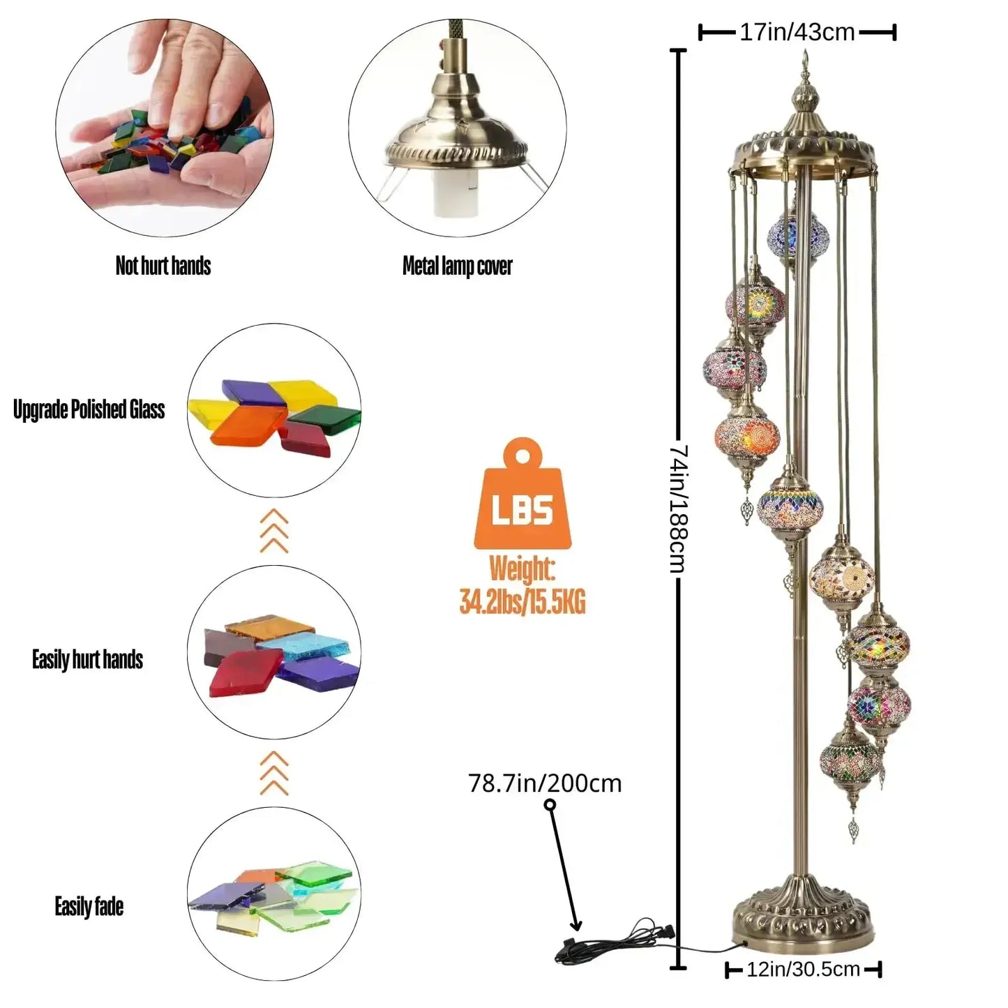 Turkish Moroccan Floor Lamp, Handcrafted Moroccan Style, Turkish Floor Light for Home Decor from PriceLows™