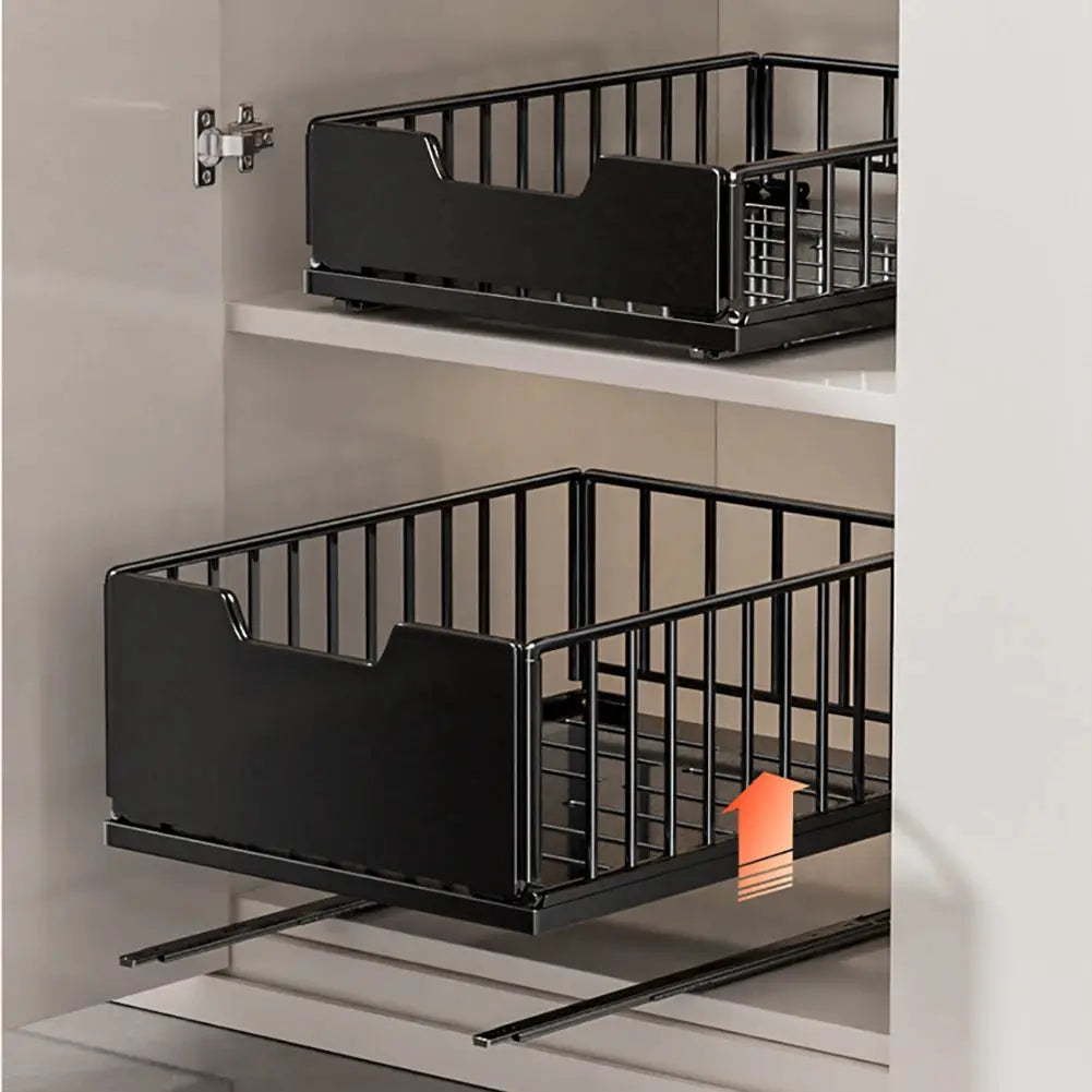 Pull Out Cabinet Organizer, Carbon Steel Foldable Slide Out Drawers Storage Rack For Kitchen Cabinets Bathroom Cabinet Organizer from PriceLows™