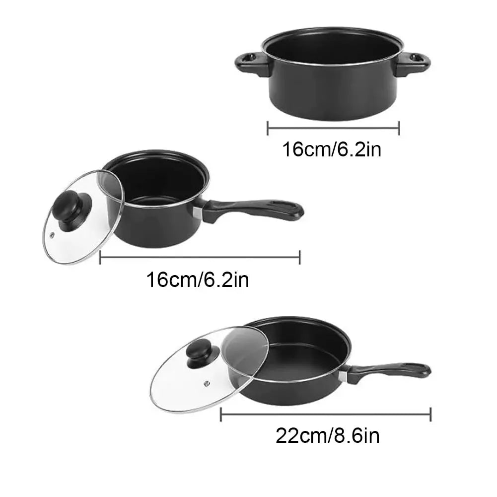 12Pcs Non Stick Cookware Set Milk Pot Maifan Stone Frying Pan with Lid Cooking Pot Set Stackable Pot Set for All Hob from PriceLows™