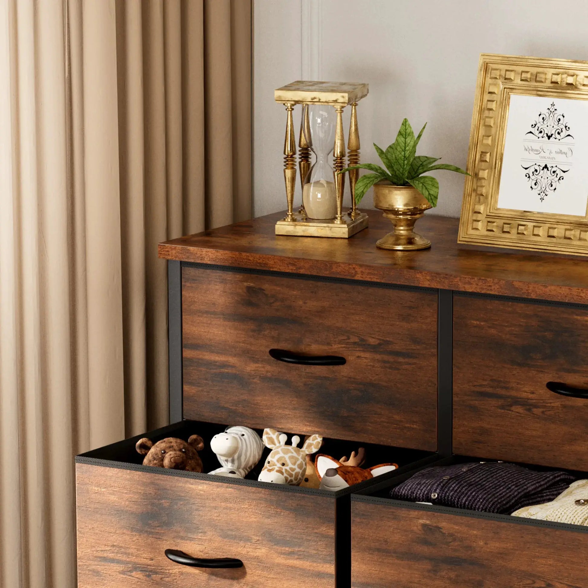 JHK Nightstand 6 Fabric Drawers Dresser For Bedroom Bedside Sofa Table With Storage Closet Chest Display Cabinet Furniture from PriceLows™