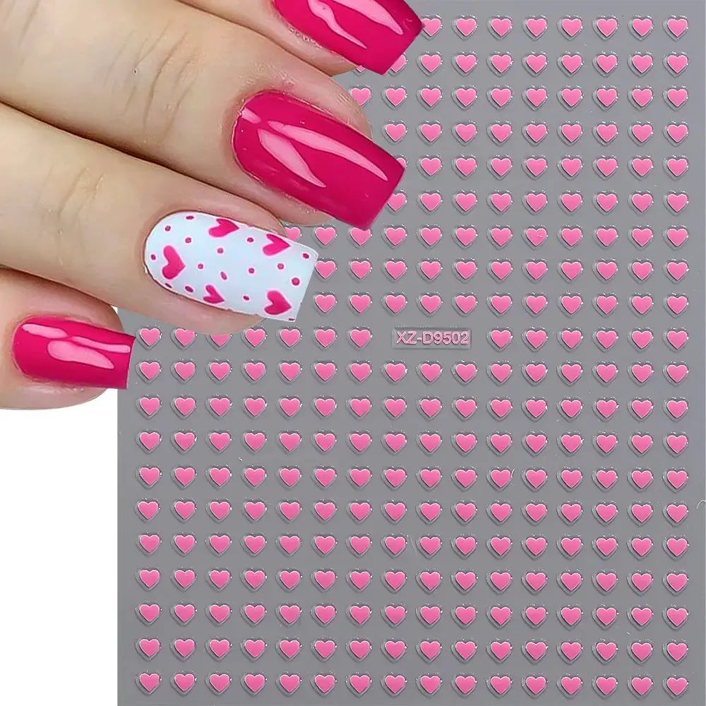 8pc 3D Mixed Color Heart Nail Stickers Valentines' Day Sweet Red Pink Love Selfadhesive Nail Decoration Decals Manicure Supplies from PriceLows™