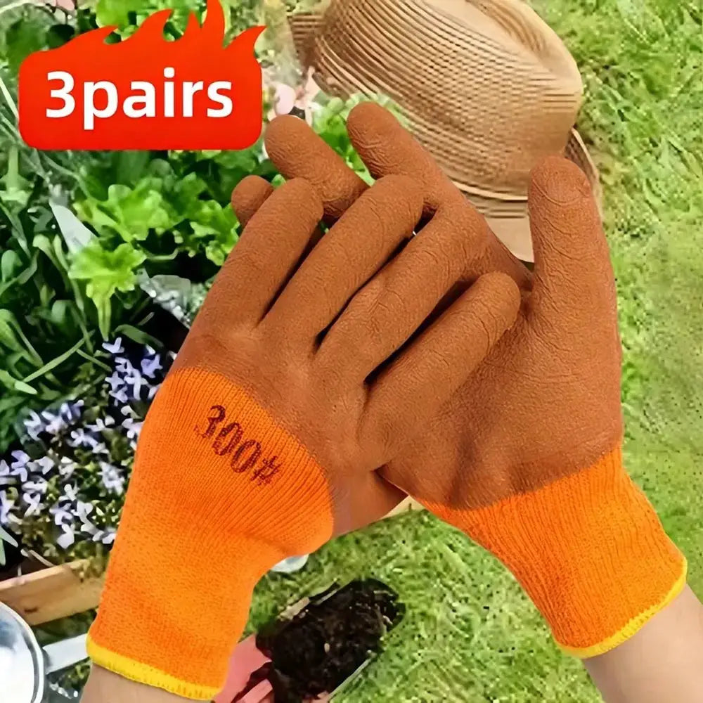 3 Pairs Bulk Pack, Great Value Orange Work Gloves. These Gloves Are Sturdy, Durable, Cold-Proof, And Cut-Resistant, Perfect For Gardening Tasks Such As Weeding, Outdoor Work, Composting, Pruning, And Rakeing. Available In Lar from PriceLows™