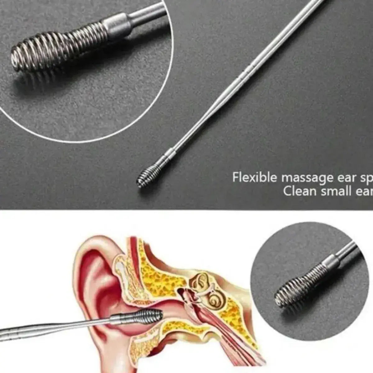 6 Counts Set Stainless Steel Spiral Ear Massage Cleaning Tool,Stainless Steel Earwax Removal Tool kit,Mini Portable Ear from PriceLows™