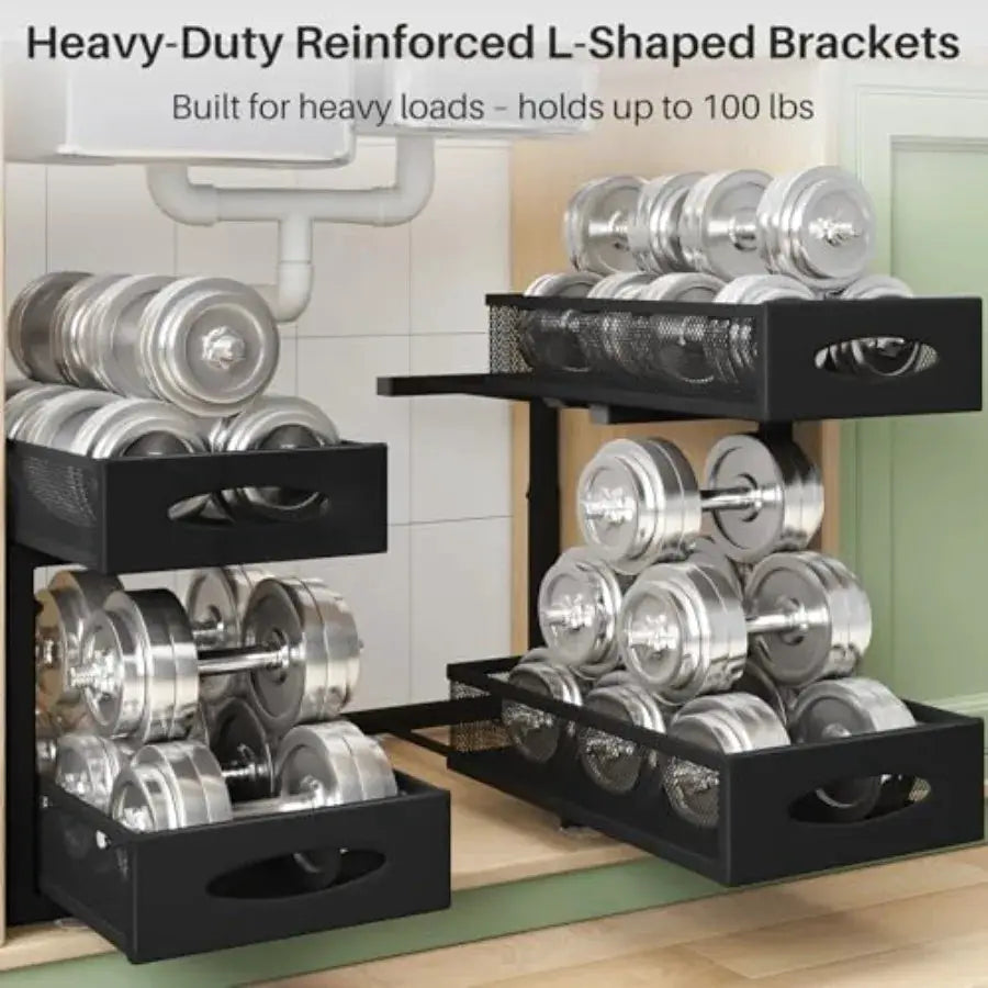 Under Sink Organizer Tier Pull out Cabinet Organizer Baskets with Mesh Sliding Drawers Slide out Sink Storage Shelves for Home from PriceLows™