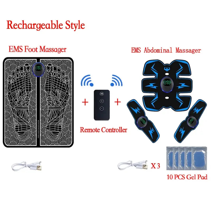 EMS Foot Massager Mat | 8 Modes 19 Levels | Rechargeable USB | Remote Controlled