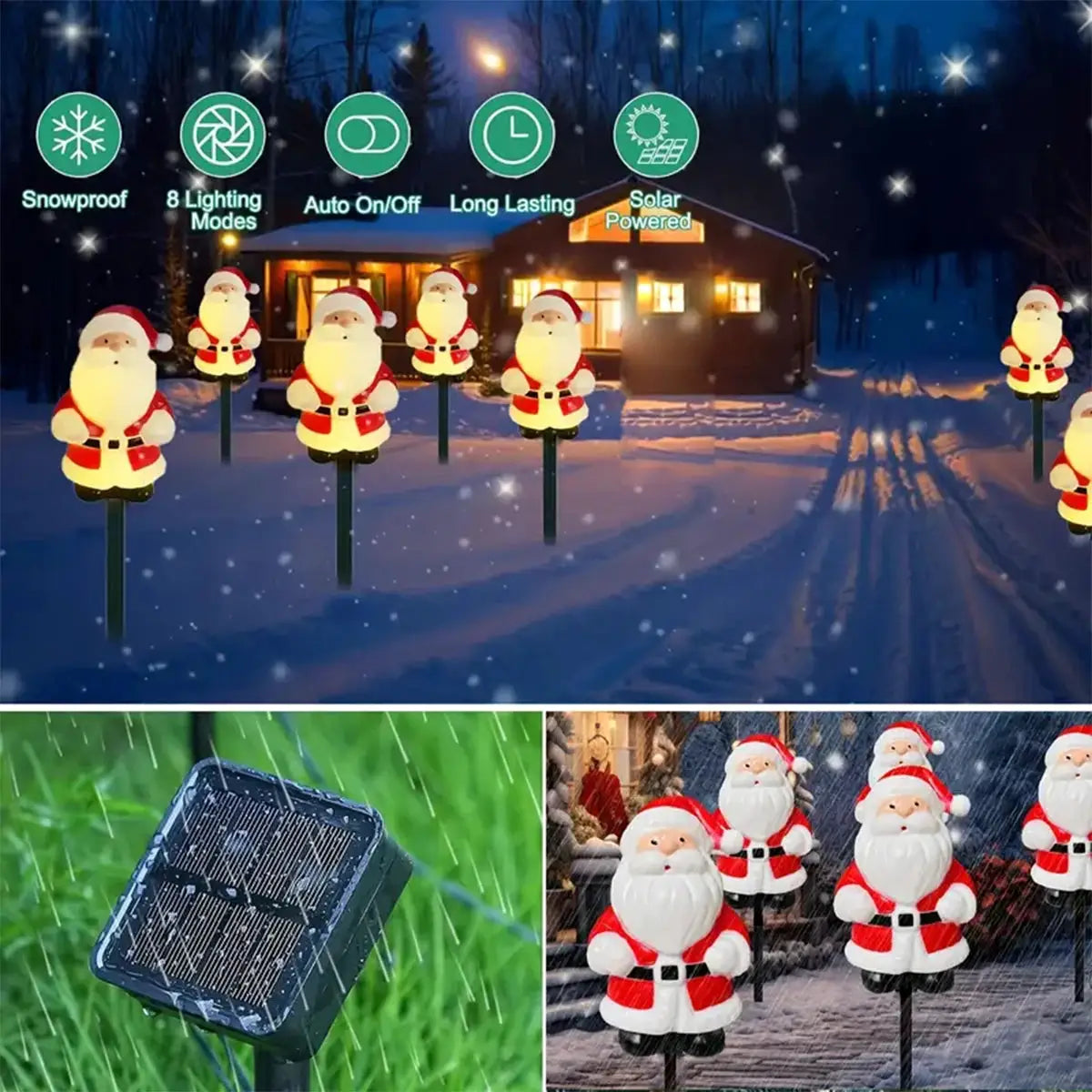 Solar Pathway Stake Lights | Santa Claus Shape | Auto Light Sensor | 5 Pack
