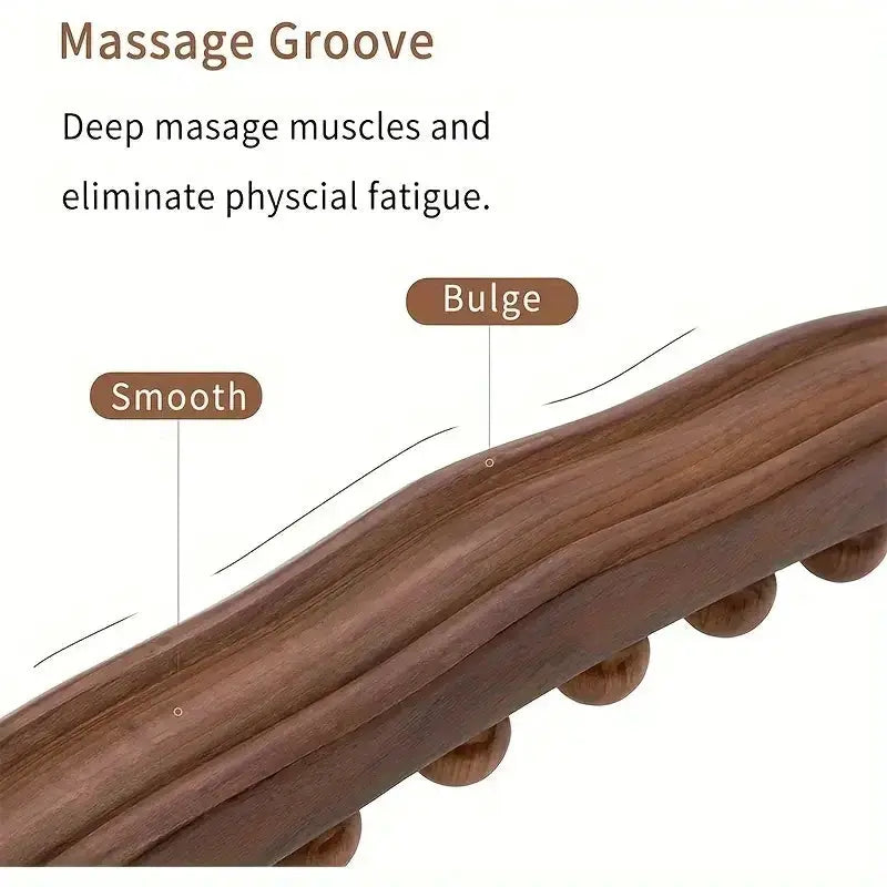 Wooden Massage Stick | Double Row 20 Beads | Abdomen Stomach Tool