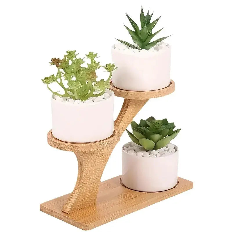 1pc 2-Tier Bamboo Stand,Bamboo Shelf for Home/Office, Compact Design,Perfect for Home and Office Desktop and Balcony Decor from PriceLows™