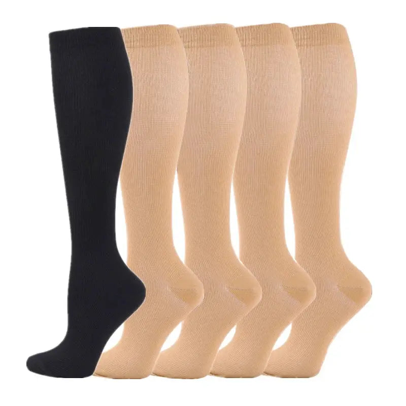 Compression Socks | 20-30 MmHg | Crew Length | 5 Pairs Nylon