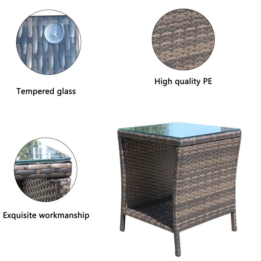 Outdoor Patio Furniture 1 Piece Coffee Table with Clear Tempered Glass for Backyard Lawn Garden Decor from PriceLows™