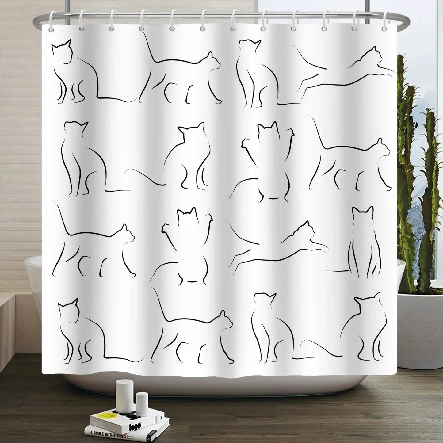 Cartoon Cat Shower Curtain Funny Animal Cute Cat Dog Kids Print Waterproof Bath Bathroom Shower Curtains Decoration with Hooks from PriceLows™