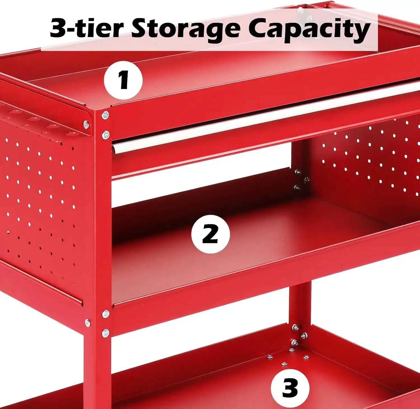 Winado 3 Tier Rolling Tool Cart with Drawers, Heavy Duty Utility Cart on Wheels, Rolling Tool Box for Garage, Warehouse, Factory from PriceLows™