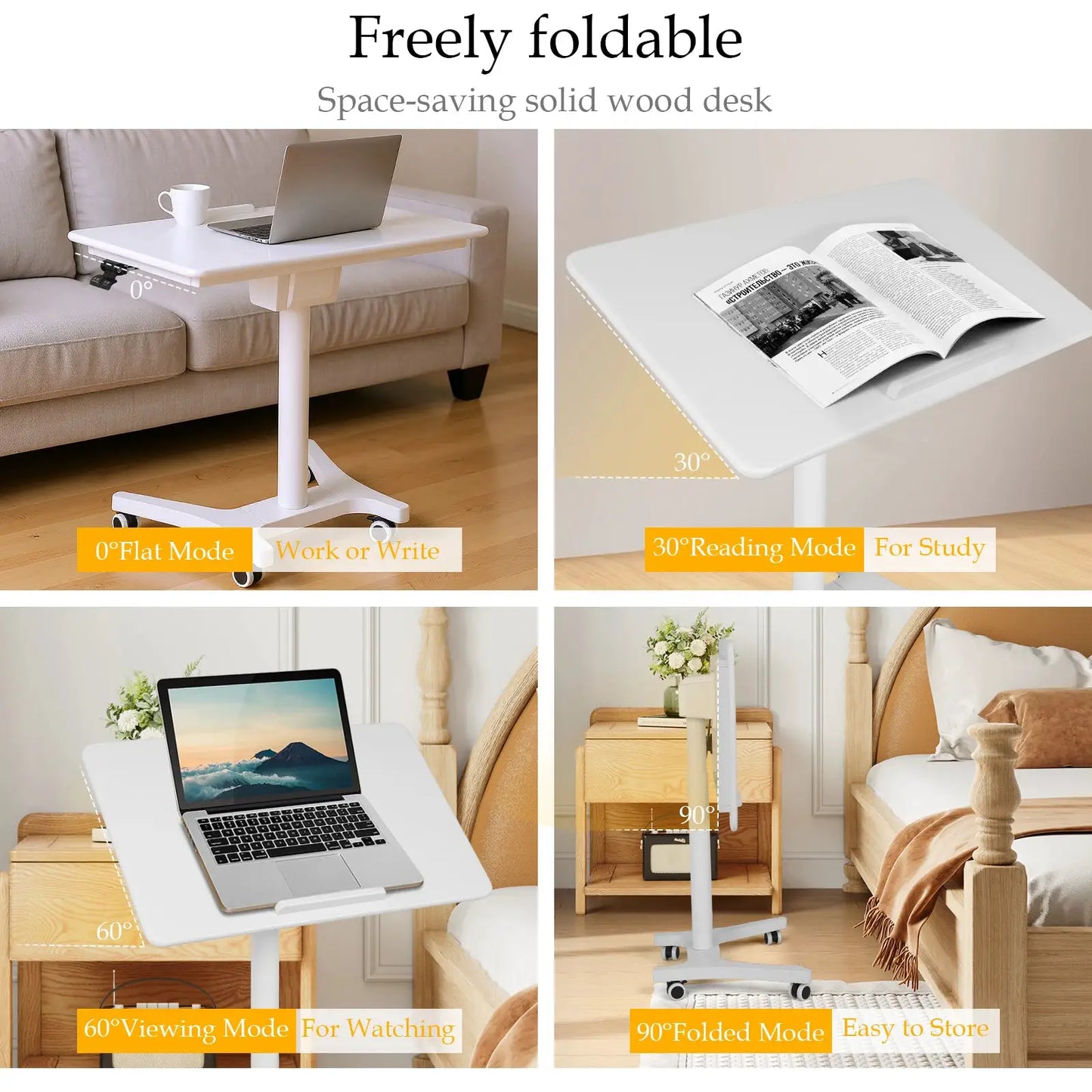 Computer Desk Height Adjustable Sit Stand Workstation with Wheels Lifting Computer Desk Folding Mobile Home Office Laptop Table from PriceLows™