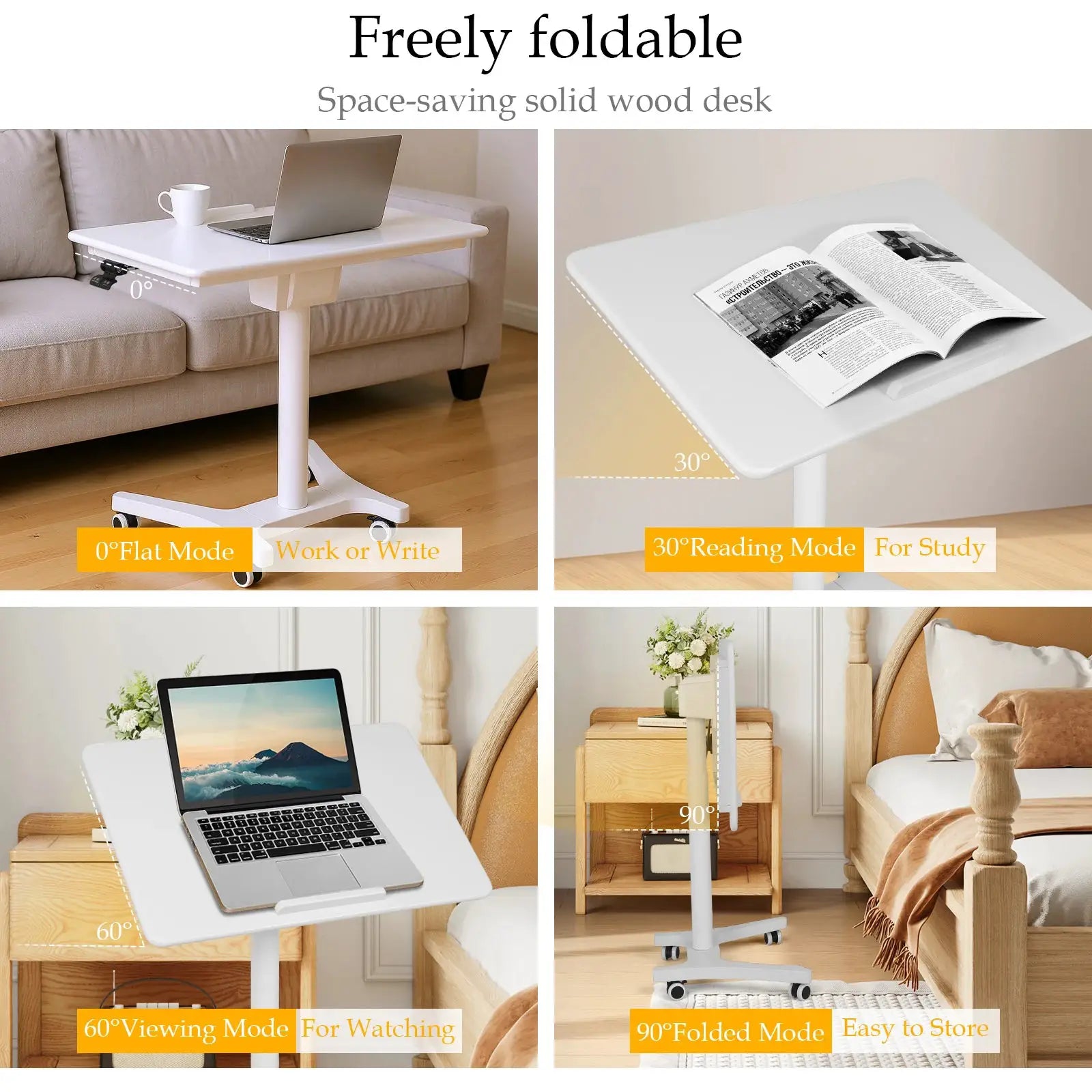 Computer Desk Height Adjustable Sit Stand Workstation with Wheels Lifting Computer Desk Folding Mobile Home Office Laptop Table from PriceLows™