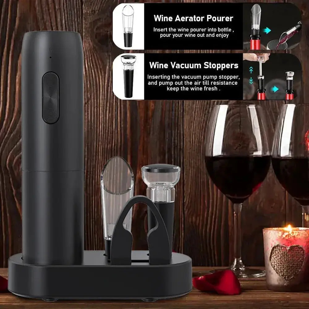 Electric Wine Bottle Opener Automatic Red Wine Corkscrew Rechargeable Wine Opener with Charging Base Tools Kitchen Accessories from PriceLows™