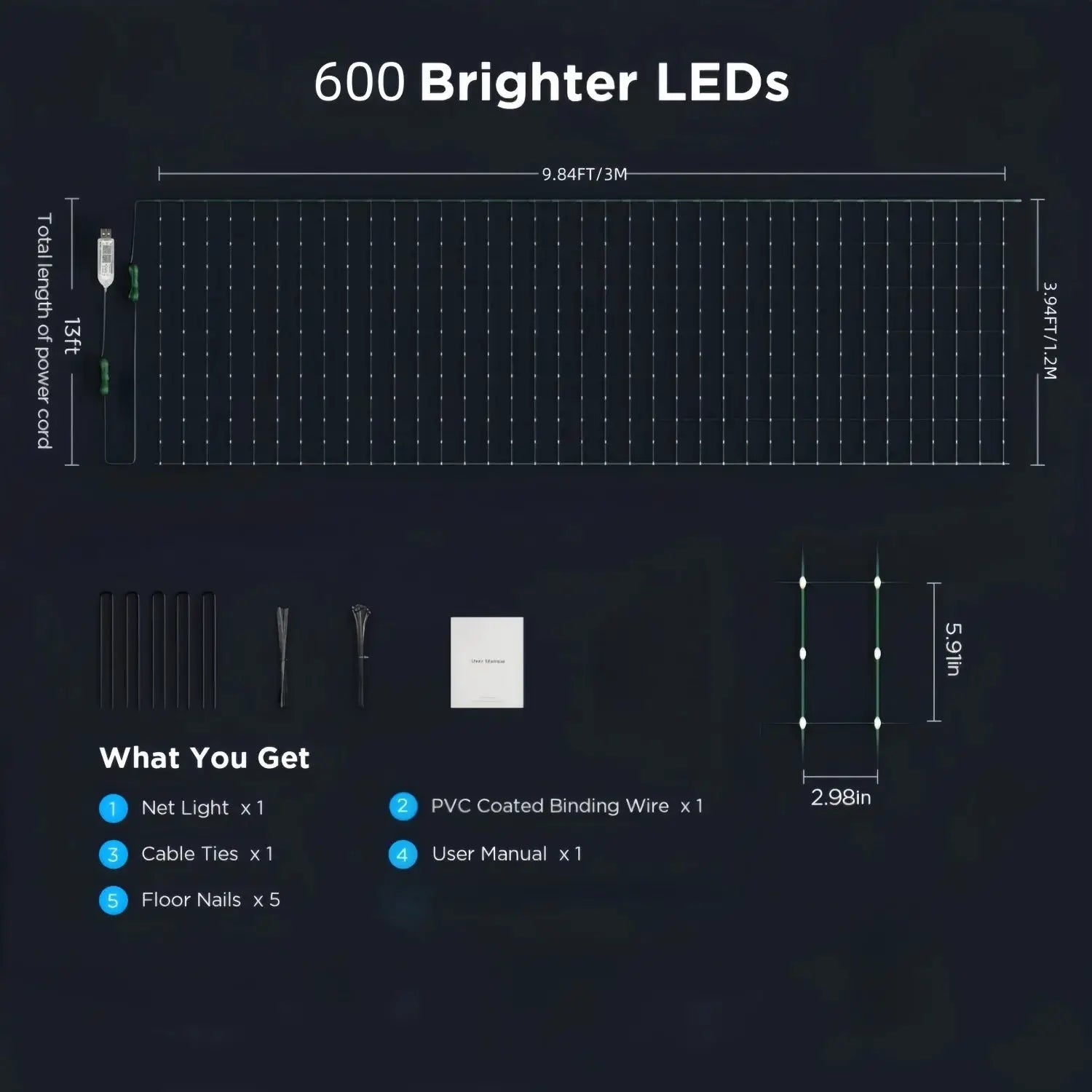 Smart Net Lights Outdoor, RGB&IC Lights with App/Remote Control, DIY Modes, Waterproof Mesh Light for Patio Bush Decor from PriceLows™