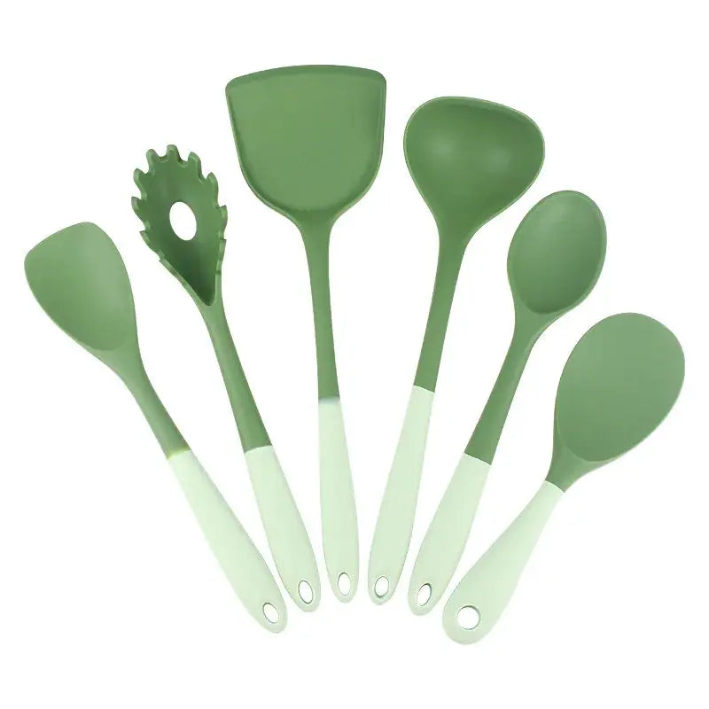 6-Piece Silicone Kitchen Utensil Set: Chinese Spatula, Soup Ladle, Slotted Turner, Pasta Spoon, Salad & Honey Scrapers for Non-S from PriceLows™