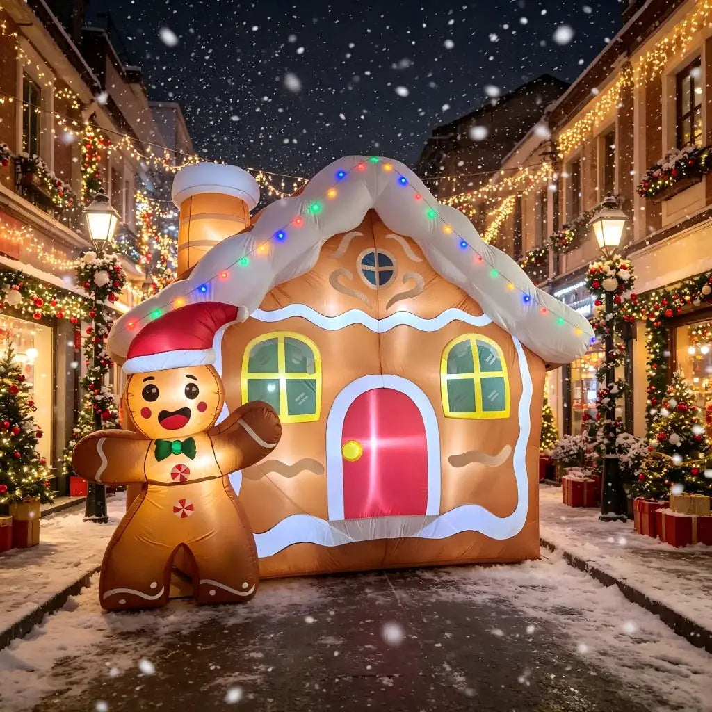 Inflatable Gingerbread House | 11.2 Ft | LED Lights | Holiday Garden Decor